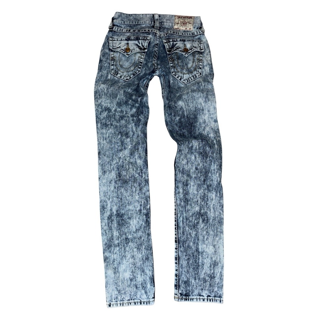 True Religion Jeans Rocco 29x34 Big T Flap Pocket Relaxed Skinny Acid Wash - Picture 1 of 14